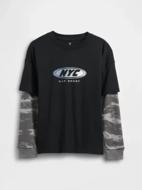 Camiseta infantil 2 en 1 con logotipo estampado