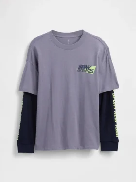 Camiseta infantil 2 en 1 con logotipo estampado