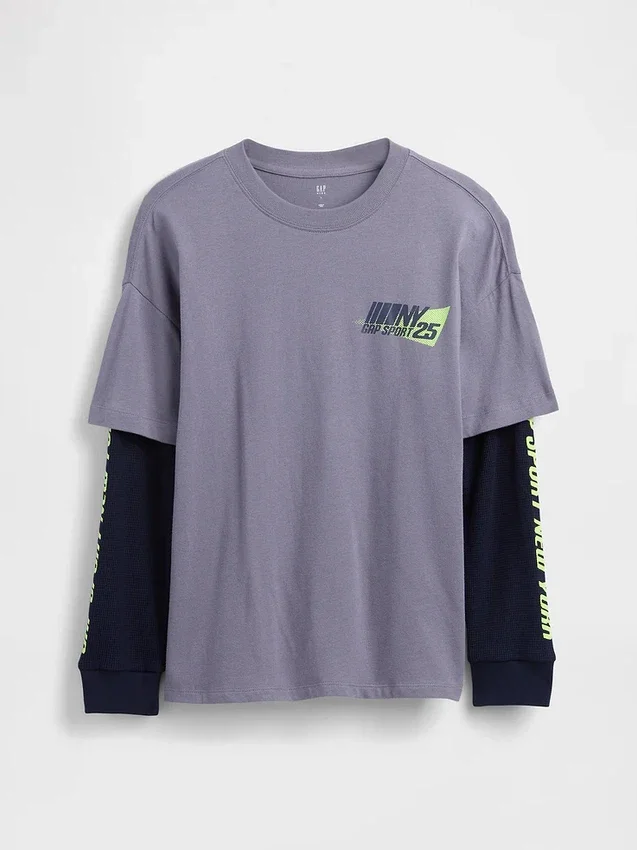 Camiseta infantil 2 en 1 con logotipo estampado