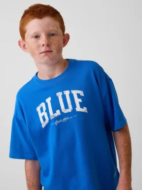 Camiseta infantil azul «Relaxed Logo»