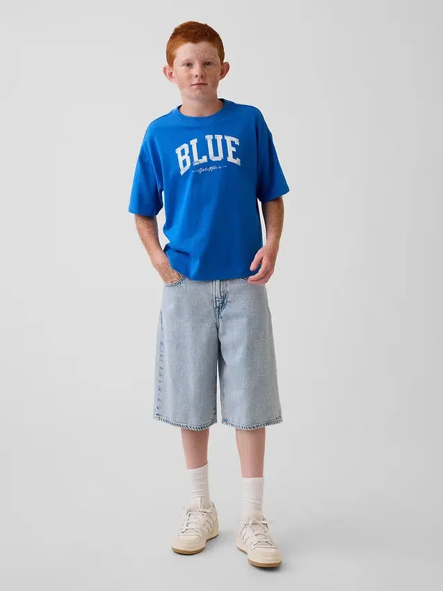 Camiseta infantil azul «Relaxed Logo»