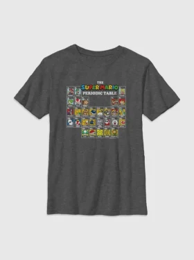 Camiseta infantil con diseño de la tabla periódica de Nintendo