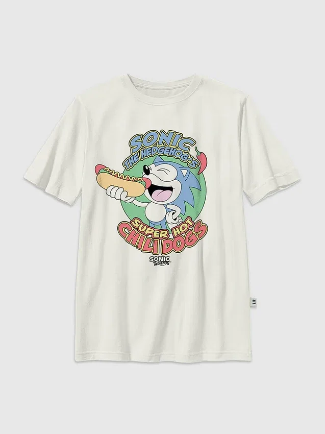 Camiseta infantil con diseño de «Sonic the Hedgehog» y «Chilidogs»