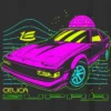 Camiseta infantil con diseño gráfico del Toyota Supra en colores neón