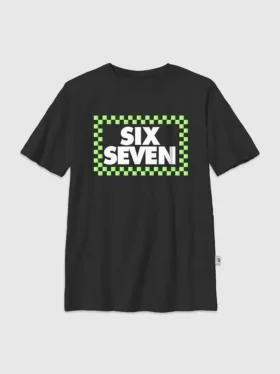 Camiseta infantil con estampado a cuadros «Six Seven»