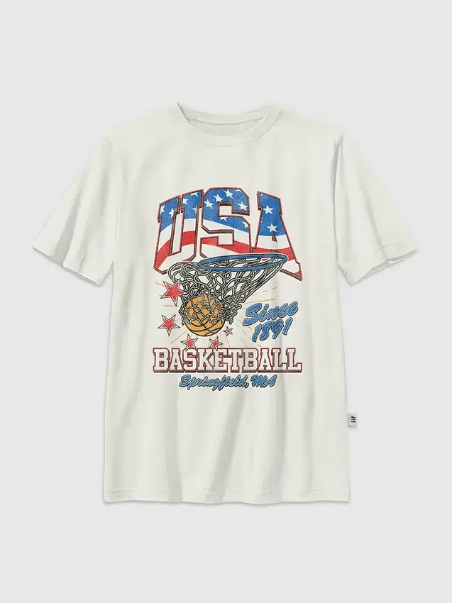 Camiseta infantil con estampado de baloncesto vintage