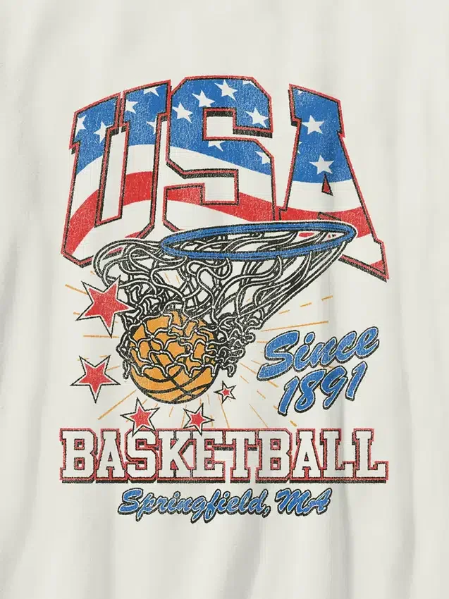 Camiseta infantil con estampado de baloncesto vintage