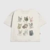 Camiseta infantil con estampado de caras de gato
