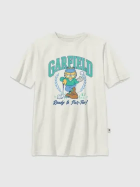 Camiseta infantil con estampado de Garfield jugando al golf