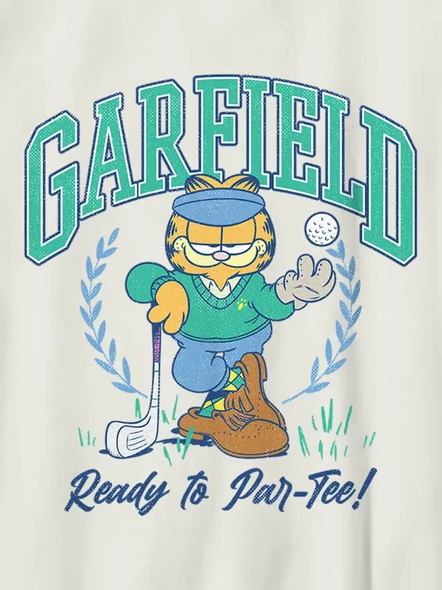 Camiseta infantil con estampado de Garfield jugando al golf