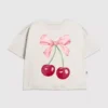 Camiseta infantil con estampado de lazo de cereza