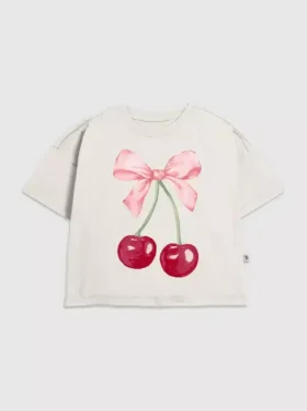 Camiseta infantil con estampado de lazo de cereza