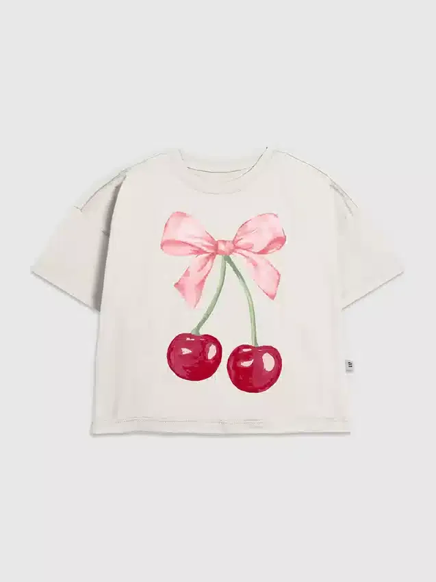 Camiseta infantil con estampado de lazo de cereza