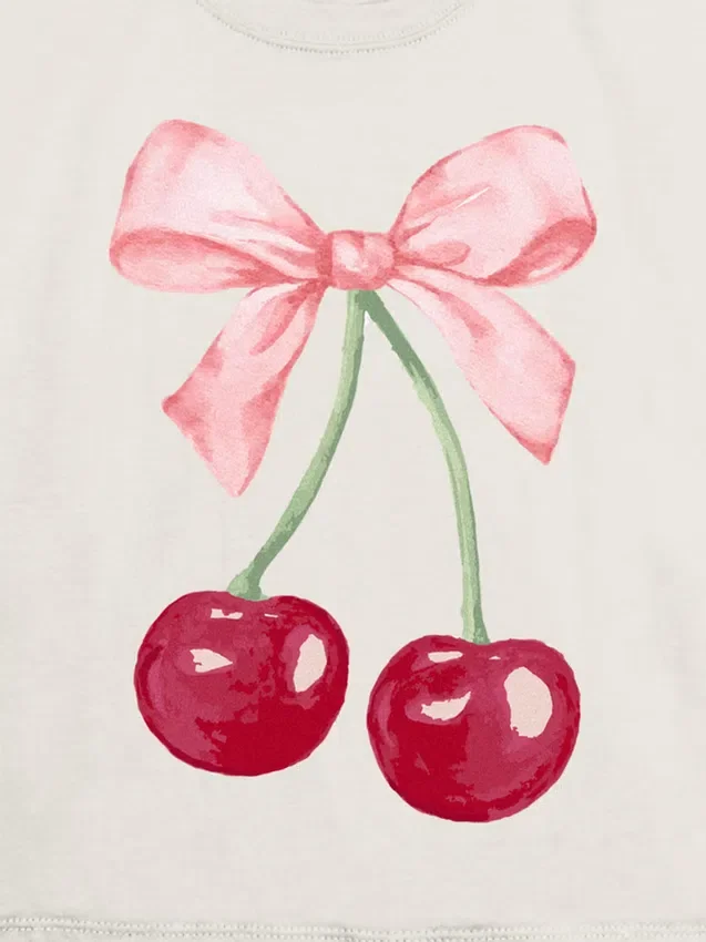 Camiseta infantil con estampado de lazo de cereza