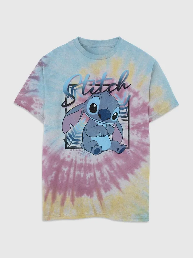 Camiseta infantil con estampado de Lilo y Stitch en estilo tie-dye