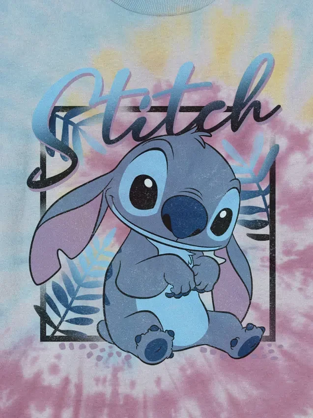 Camiseta infantil con estampado de Lilo y Stitch en estilo tie-dye