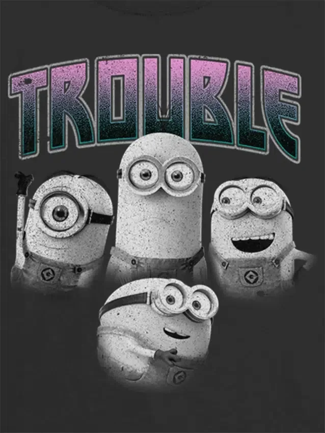 Camiseta infantil con estampado de los Minions en «Trouble»