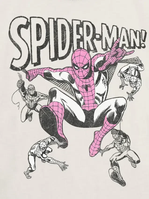Camiseta infantil con estampado de Spider-Man en poses vintage