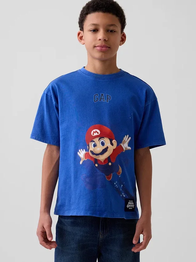Camiseta infantil con estampado de Super Mario y corte holgado
