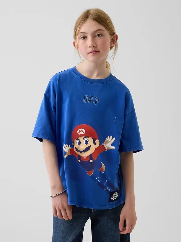Camiseta infantil con estampado de Super Mario y corte holgado