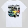 Camiseta infantil con estampado del Ford Mustang de 1970 con los colores del arcoíris y pantalones cortos