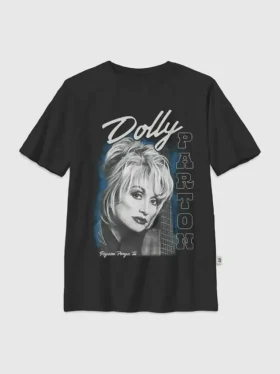 Camiseta infantil con estampado extragrande de Dolly Parton con retrato de guitarra