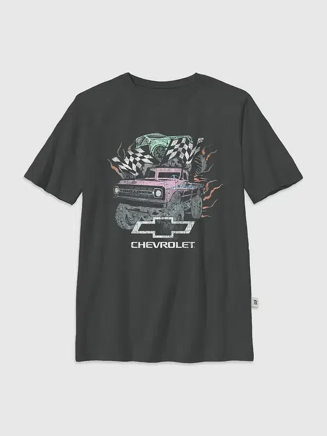 Camiseta infantil con estampado oversize de camiones en tonos pastel de General Motors