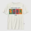 Camiseta infantil con estampado vintage de deportes de invierno