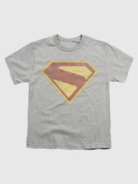 Camiseta infantil con gráfico desgastado a todo color del logotipo de Superman 2025