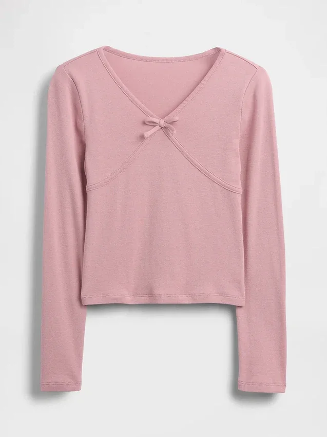 Camiseta infantil con lazo cruzado en el pecho