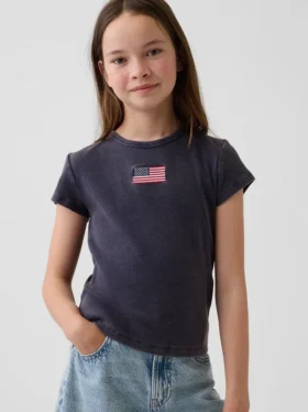 Camiseta infantil de canalé con bordados