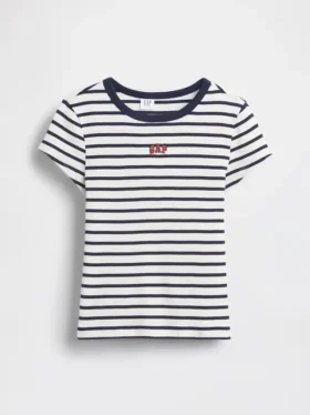 Camiseta infantil de canalé con bordados