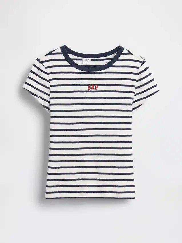 Camiseta infantil de canalé con bordados