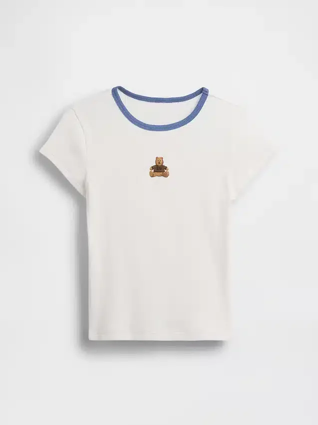 Camiseta infantil de canalé con bordados