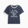 Camiseta infantil de corte holgado con estampado «New York» y cuello y puños de color contrastado