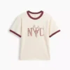 Camiseta infantil de corte holgado con estampado «New York» y cuello y puños de color contrastado
