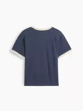 Camiseta infantil de corte holgado con estampado «New York» y cuello y puños de color contrastado