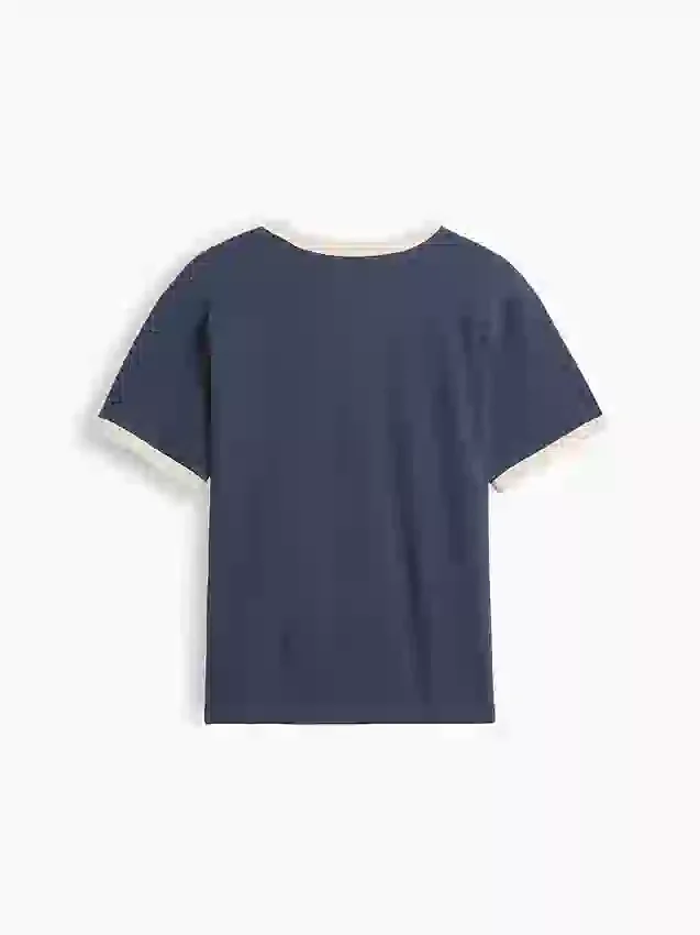 Camiseta infantil de corte holgado con estampado «New York» y cuello y puños de color contrastado