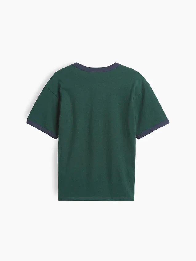 Camiseta infantil de corte holgado con estampado «New York» y cuello y puños de color contrastado