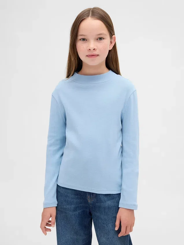 Camiseta infantil de cuello alto acanalado