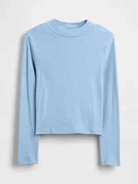 Camiseta infantil de cuello alto acanalado