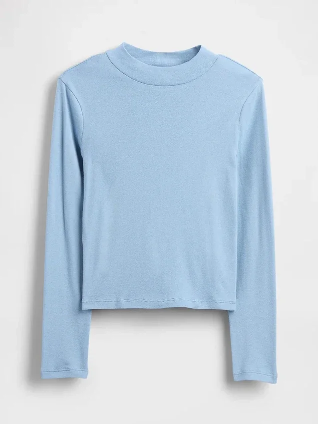 Camiseta infantil de cuello alto acanalado