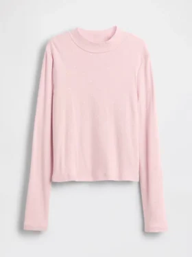Camiseta infantil de cuello alto acanalado