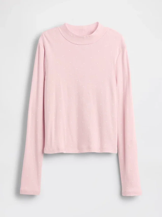 Camiseta infantil de cuello alto acanalado