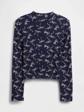 Camiseta infantil de cuello alto acanalado