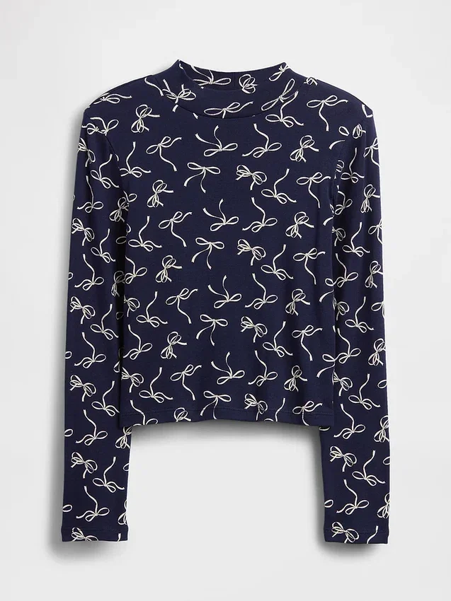 Camiseta infantil de cuello alto acanalado