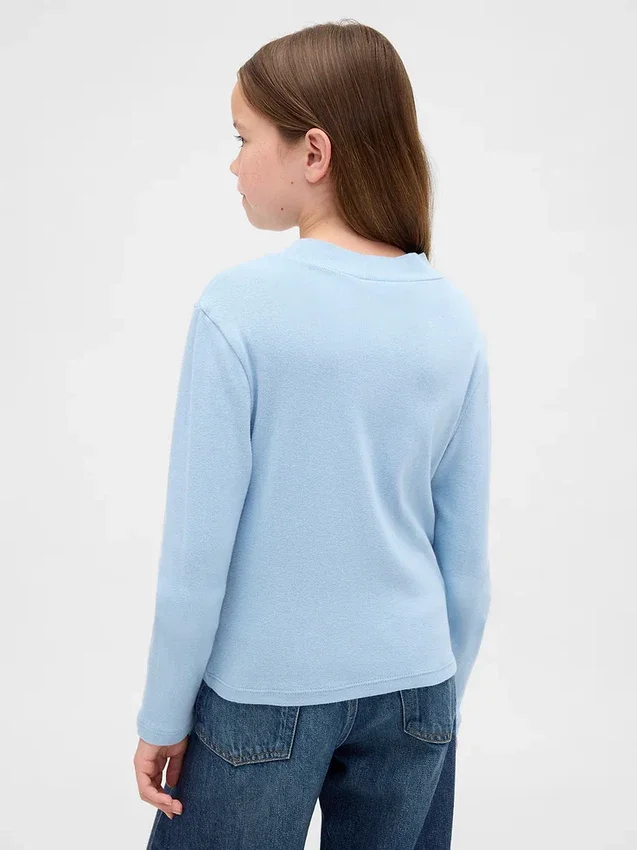 Camiseta infantil de cuello alto acanalado