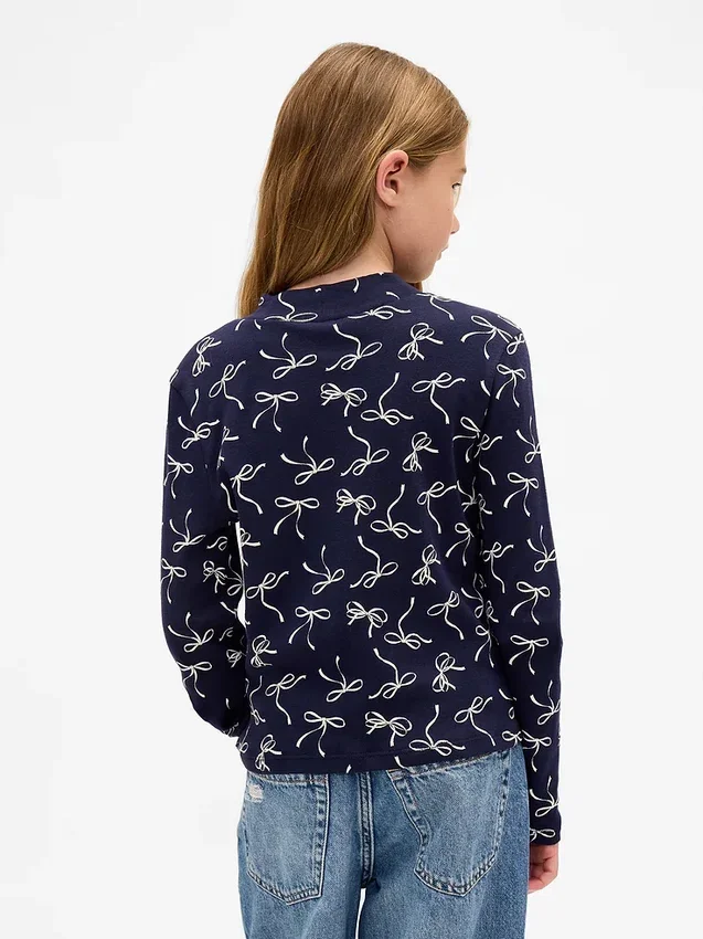 Camiseta infantil de cuello alto acanalado
