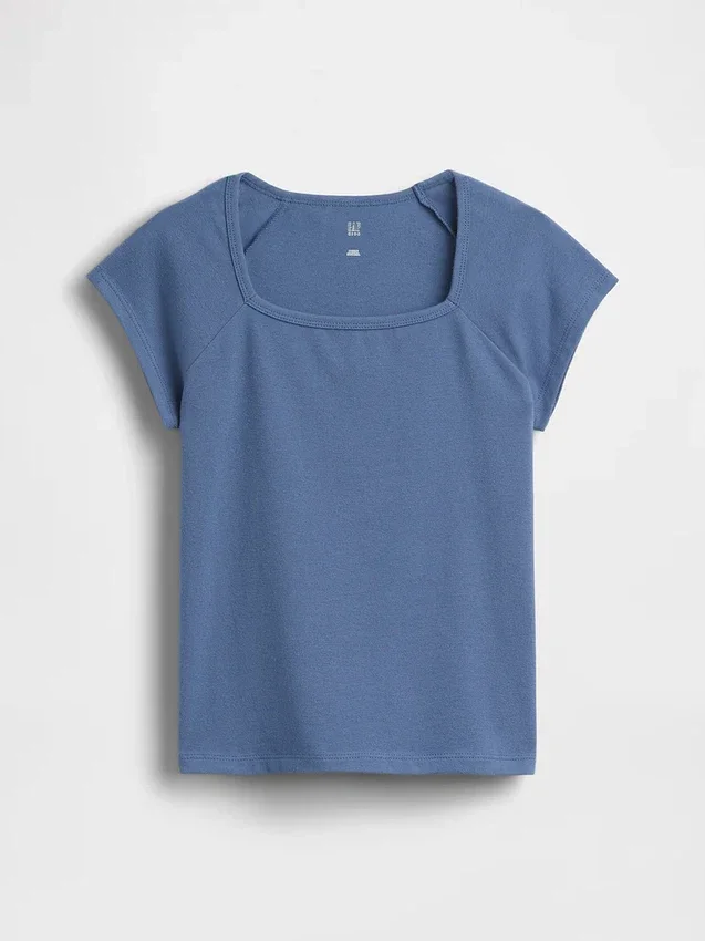 Camiseta infantil de cuello cuadrado