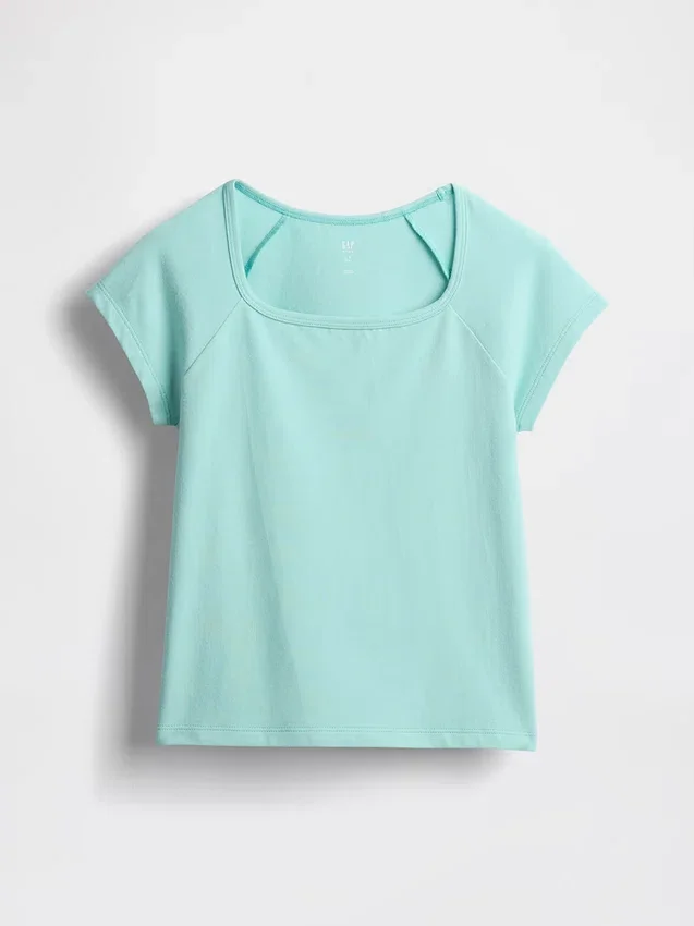 Camiseta infantil de cuello cuadrado